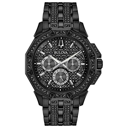 Bulova Men's Crystals Octava Black Ion Plated Stainless Steel 6-Hand Multi-Function Quartz Watch Style: 98C134