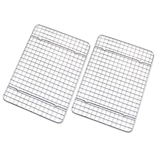Checkered Chef Cooling Rack - Set of 2 Stainless Steel, Oven Safe Grid Wire Cookie Cooling Racks for Baking & Cooking - 8” x 11 ¾'