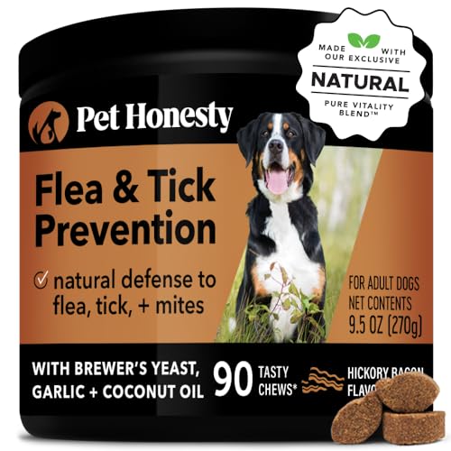 Pet Honesty Flea & Tick Prevention Supplement - Natural Flea and Tick Chews for Dogs, Oral Flea Pills, No Harsh Chemicals, Natural Way to Enjoy The Outdoors  - Bacon (90 Count)
