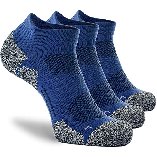 CWVLC Unisex Cushioned Compression Athletic Ankle Socks Multipack, 3-pairs Royal, L (10.5-13 W US/ 9-11.5 M US)