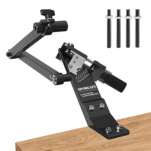 [Updated] Lawn Mower Blade Sharpener 15°-45° Adjustable Frame with Ball Bearing Manufacture Handle for Right & Left Hand Blades, Use with Angle Grinder, Black