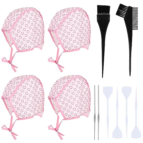 Yolev 10 Pcs Hair Highlighting Kit, Hair Highlighting Caps, Highlight Hair Coloring Frosting Dye Kit with Plastic Hooks for Salon Hair Dyeing Hairdressing