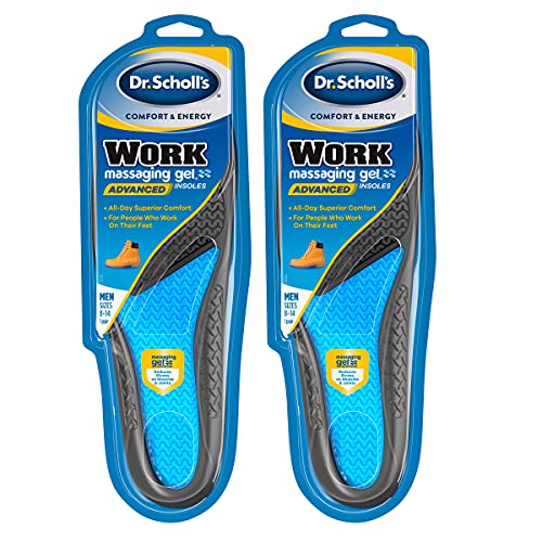 Dr. Scholl's Work Insoles (Pack) // All-Day Shock Absorption and Reinforced Arch Support That Fits in Work Boots and More (for Men's 8-14, Also Available for Women's 6-10) 1 Pair (Pack of 2) 2 Count