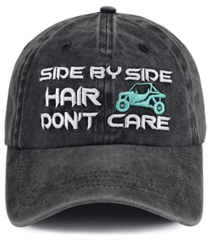 Side by Side Accessories, Funny UTV Baseball Caps for Women Men, Adjustable Washed Cotton Outdoor Mountain Offroad Car Hats, Birthday Christmas Mothers Fathers Gifts for Dad, Mom, Husband, Wife Black