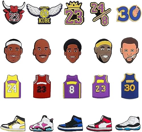 20 PCS Basketball Shoe Charms Decoration, Clog Pins Accessories Charms for Kids Teens Boys Girls Men Wristband Bracelet Birthday Gifts
