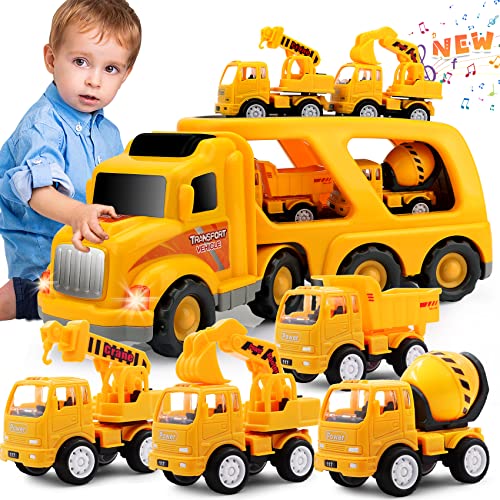 Nicmore Kids Toys Car for Boys: Toy Trucks for 2 3 4 5 6 Year Old Boys Girls | Toddler Toys 5 in 1 Carrier Vehicle Construction Toys for Kids Age 2-3 2-4 3-5 | Birthday Party Boy Gifts for Kids