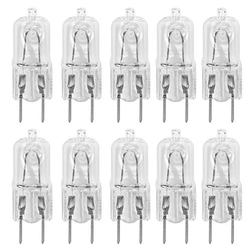 10 Pack-G8 20Watt 120V Halogen Light Bulbs T4 JCD Type 120V Bi-Pin Base Shorter 1-1/4' (1.25') Length 20W Lamp Soft White Under Cabinet Puck Lighting Replacement Dimmable Hood Range Q20/G8/CL/120V