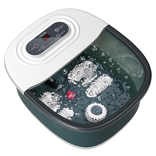 Niksa Foot Spa Bath Massager with Heat, Bubbles, Vibration and Red Light, 4 Massage Roller Pedicure, Tub for Feet Stress Relief, Foot Soaker with Mini Acupressure Massage Points Temperature Control