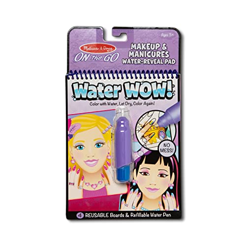 Melissa & Doug On the Go Water Wow! Reusable Water-Reveal Activity Pad - Makeup and Manicures, For Kids Ages 3+ - FSC-Certified Materials