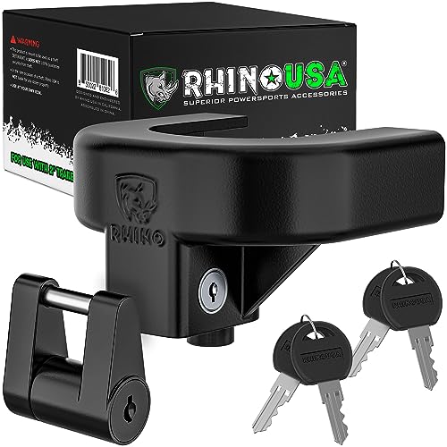 Rhino USA Trailer Hitch Coupler Lock Kit (Includes 2' & 1/4' Couplers) Heavy Duty Anti-Theft Tongue Locks for Boat, RV, Travel Trailers & More - Reinforced Solid Steel for Ultimate Peace of Mind!