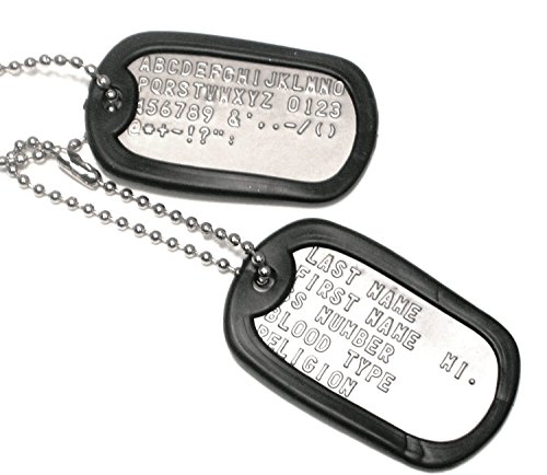 Custom Dog Tags Personalized Army ID Customized Army Matte Tags Set with 2 Chains & 2 Black Silencers
