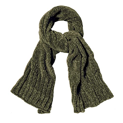 SOJOS Lightweight Ultra Soft Chenille Ribbed Thick Scarf Knit Shawl for Women for Fall Winter Shawl Wrap SC326 Dark Green