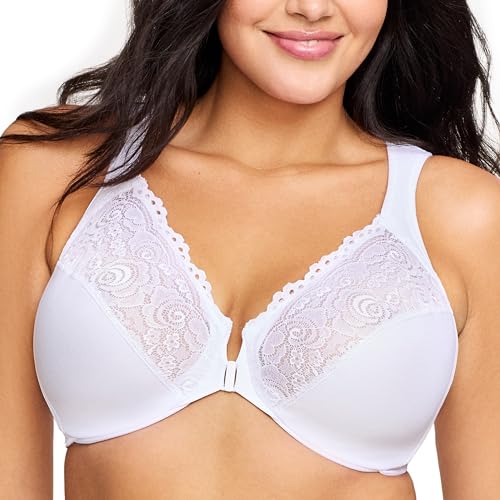 Glamorise Full Figure Plus Size Wonderwire Front-Closure Bra Underwire #1245 White