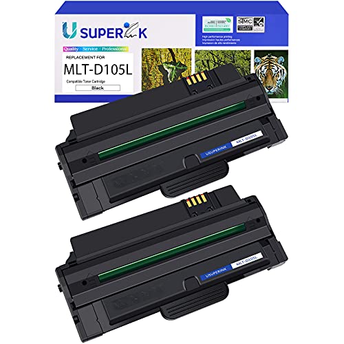 SuperInk Compatible Toner Cartridge Replacement for Samsung 105 MLT-D105L 105L MLTD105L Use with Samsung ML-2525 ML-2525W ML-2545 ML-1915 SCX-4623F SCX-4623FN SF-650 Printer (Black, 2 Pack)