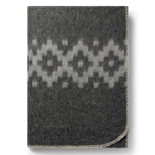 Thick Alpaca Wool Blanket Heavyweight Camping Outdoors Indoors Soft Peru Queen Size Ethnic Design (Dark Gray - Soft Gray, Queen Size)