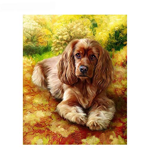 LanMent DIY Oil Painting Long-haired Dog Paint by Number Kits Home Decor Wall Gift Painted 16 x 20 Inches