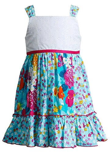 Youngland Toddler Girls Floral Dress, Turquoise (2T)