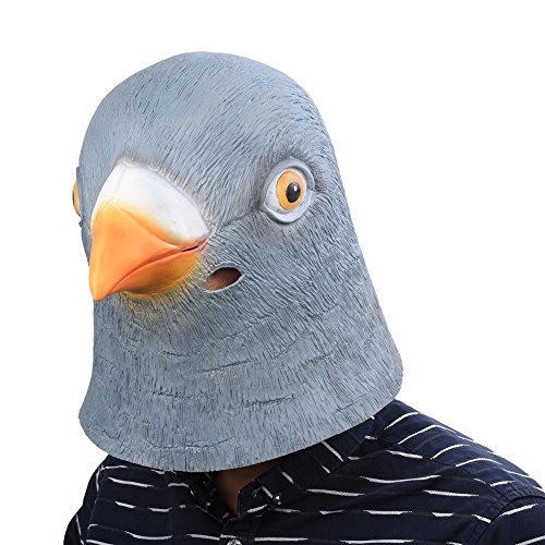 PARTY STORY Pigeon Latex Head Mask Rubber Animal Head Mask Halloween Novelty Costume Masks, Gray, Free size