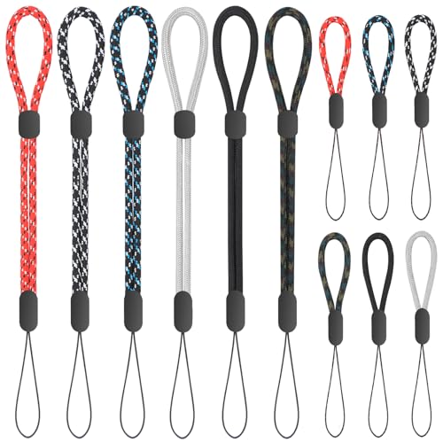 FrgKbTm Hand Wrist Finger Strap Lanyard, 12 Pcs Adjustable Wrist Strap Lanyard, Colorful Hand Wrist Ring Straps for Mobile Phone, Camara, Keys, USB Flash Drive, Wallet, ID Name Tag Badge, Mp3, Mp4