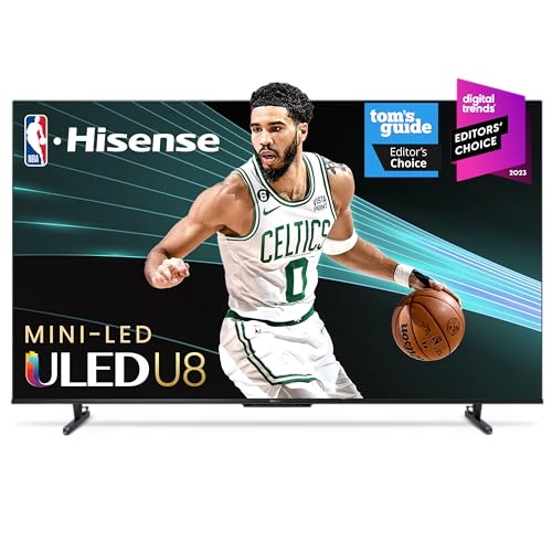 Hisense 55-Inch Class U8 Series Mini-LED ULED 4K UHD Google Smart TV (55U8K) - QLED, 480 Motion Rate, 144Hz Game Mode Pro, Dolby Vision IQ, HDMI 2.1, Alexa Compatibility, 2.1.2 Multi-Channel Audio