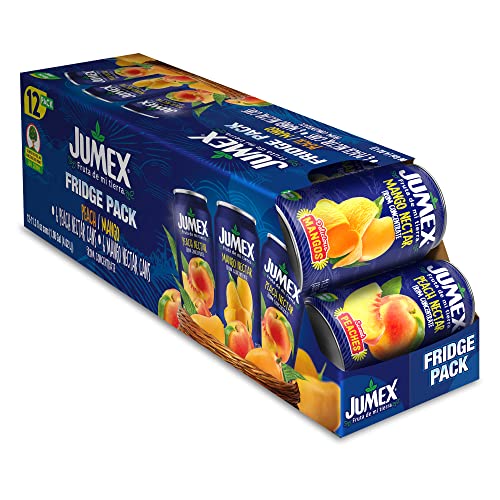 Jumex Mango Nectar and Peach Nectar Fridge Pack | Recyclable Can with Non-BPA Lining | Two Varieties in One Convenient Package | 11.3 Fl Oz (Pack of 12)
