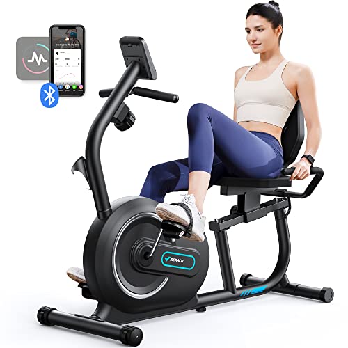 MERACH Recumbent Exercise Bike for Home with Smart Bluetooth and Exclusive App Connectivity, LCD, Heart Rate Handle, Magnetic Recumbent Bikes S08