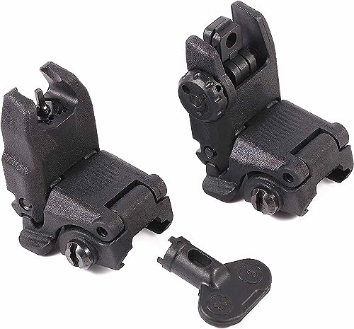 ADEGRIN 2nd Generation Flip Up Sight Front and Rear Flip Sights can be Mounted on Any Picatinny or Weaver Rail(Black)