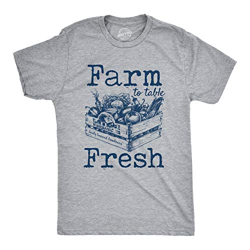 Mens Farm to Table Fresh Tshirt Cute Vegetables Farmers Market Tee Funny Mens Shirts for Foodies with Environmental Message Light Grey M