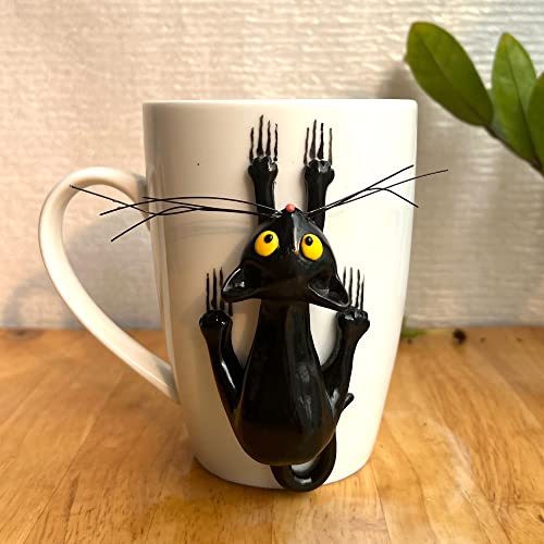 DongNaiWin 15 Oz Funny Black Cat Mug - Black Cat Coffee Mugs - Black Cat Tea Cup - Black Cat Mug With Cat