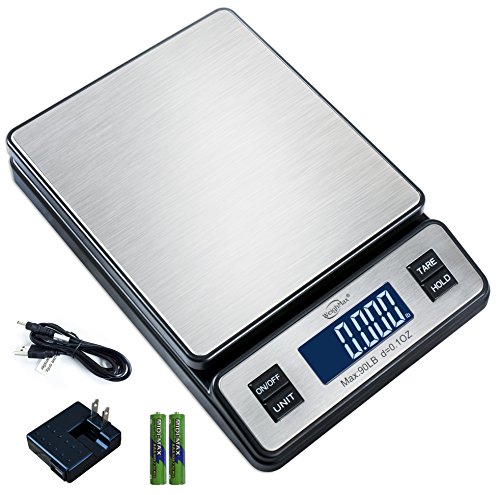 Weighmax W-2809 90 LB X 0.1 OZ Durable Stainless Steel Digital Postal Scale, Shipping Scale With AC adapter, 1 Pack