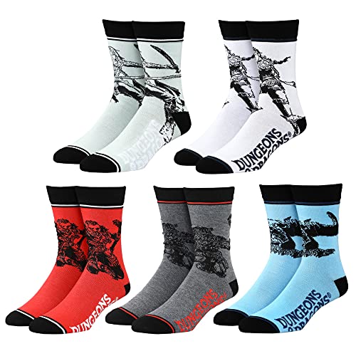 Bioworld Dungeons and Dragons Casual 5-Pack Crew Socks for Men