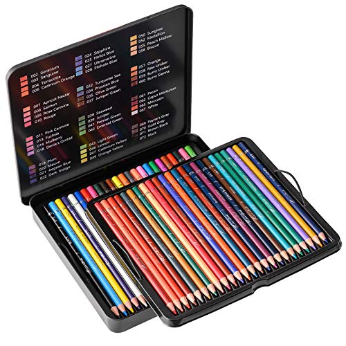 48 Premium Colored Pencils for Adult Coloring,Artist Soft Series Lead Cores with Vibrant Colors,Professional Oil Based Colored Pencils,Coloring Pencils for Adults and Kids, Metal Box Packing
