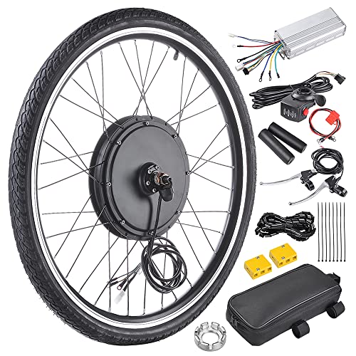 AW Electric Bike Conversion Kit 48V 1000W 26' Front Wheel E-bike Conversion Kit Dual Mode Controller Thumb Throttle Ebike Wheel Kit Cycling Hub Conversion Kit