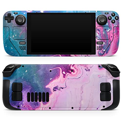 DesignSkinz - Compatible with Steam Deck - PC Skin Decal Protective Scratch Resistant Vinyl Wrap Gaming Cover - Blue & Pink Acrylic Abstract Paint