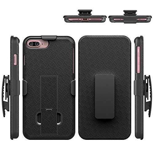 iPhone 8 Plus/7 Plus Case, HLCT Combo Slim Shell Holster Case w/Built-in Stand Kickstand + Swivel Belt Clip Holster for Apple iPhone 8 Plus/7 Plus