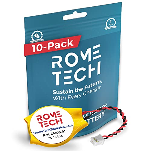 Rome Tech Replacement CR2032-LC1 CMOS Battery for Sony Playstation 2/3 - PS2 PS3 Backup RTC BIOS Battery - 2 Wire Cable (10-Pack)