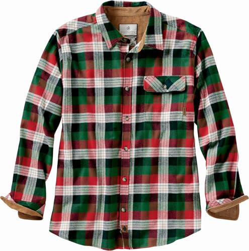 Legendary Whitetails Men's Buck Buck Camp Flannel Shirt, Long Sleeve Plaid Button Down Casual Shirt for Men, with Corduroy Cuffs, Fall & Winter Clothing, Alpine Mountain Plaid, 3X-Large Tall