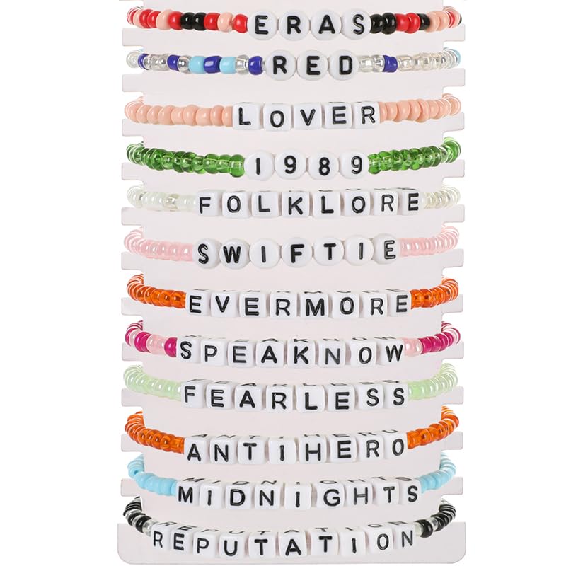 Ltopet 12Pcs Taylor Friendship Bracelets Swiftie Lover evermore Reputation 1989 Taylor Album Inspired Bracelet TS Inspired Bracelets for Eras Music(color)