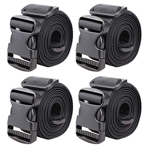 MAGARROW 1.5' Utility Straps with Buckle Adjustable, 4-Pack (Black, 9.5 feet Long)