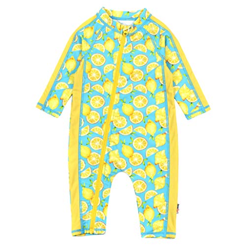 SwimZip Boys' Long-Sleeve UPF 50+ Swimsuit for Baby, Toddler, & Little Boys Lemons