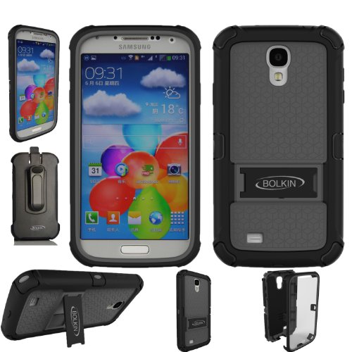 Bolkin Defender Series Hybrid Armor Case Cover & Holster for Samsung Galaxy S4 (grey)