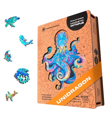 UNIDRAGON Wooden Jigsaw Puzzles Magnetic Octopus 700 Pieces RS