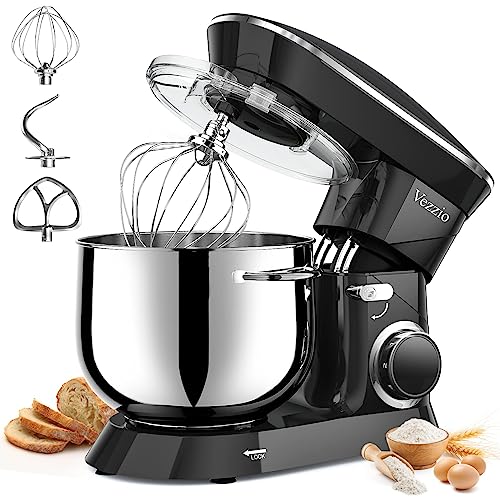 9.5 Qt Stand Mixer, 10-Speed Tilt-Head Food Mixer, Vezzio 660W Kitchen Electric Mixer with Stainless Steel Bowl, Dishwasher-Safe Attachments for Most Home Cooks (Black)