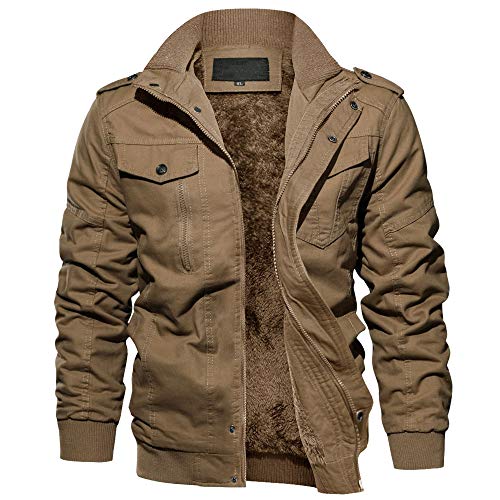 EKLENTSON Winter Jacket Men Thick Fleece Lined Jacket Men Cargo Jacket Men Military Jacket for Men Winter Coat Men Warm Jacket Men