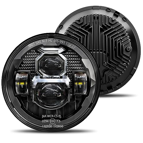 HWSTAR 2023 Upgraded 1000% Brighter Anti-glare 7 Inch Led Headlights Round Compatible with Jeep Wrangler JK JKU TJ LJ Chevy Ford GMC Dodge Mazda Nissan VW Mack etc DOT H6024 Hi/Low Sealed Beam (Pair)