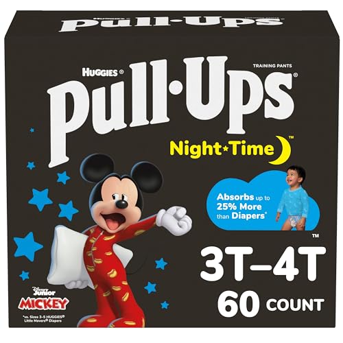 Pull-Ups Boys' Night-Time Potty Training Pants, Size 3T-4T Overnight Training Underwear (32-40 lbs), 60 Ct