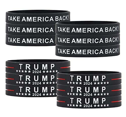 Yangmics Direct Trump NEEDS SUPPORT - 12 Trump Take America Back for President 2024 Silicone Bracelets - Inspirational Motivational Wristbands - Adults Unisex Gifts for Teens Men Women Boy Girl