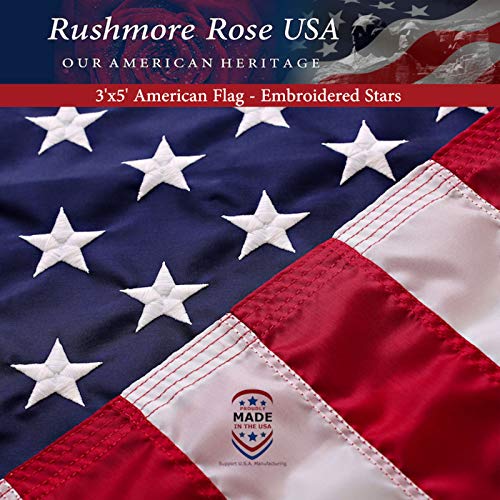 American Flags for Outside 3x5 Made in USA 3x5 American Flag- US Flag 3x5 Heavy Duty Outdoor Flag with Embroidered Stars and Sewn Stripes 3x5 US Flag for High Wind- All Weather Flags