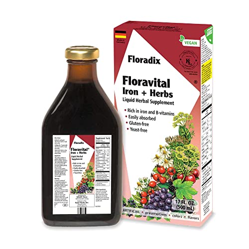 Salus Floradix Floravital Iron + Herbs Liquid Herbal Supplement, 17 Fluid Ounce (Pack of 1)