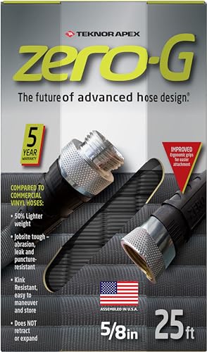 zero-G 4001-25 8 Inch by 25 Feet Lightweight, Ultra Flexible, Durable, Kink-Free Garden Hose, 5, 5/8' x 25', Gray
